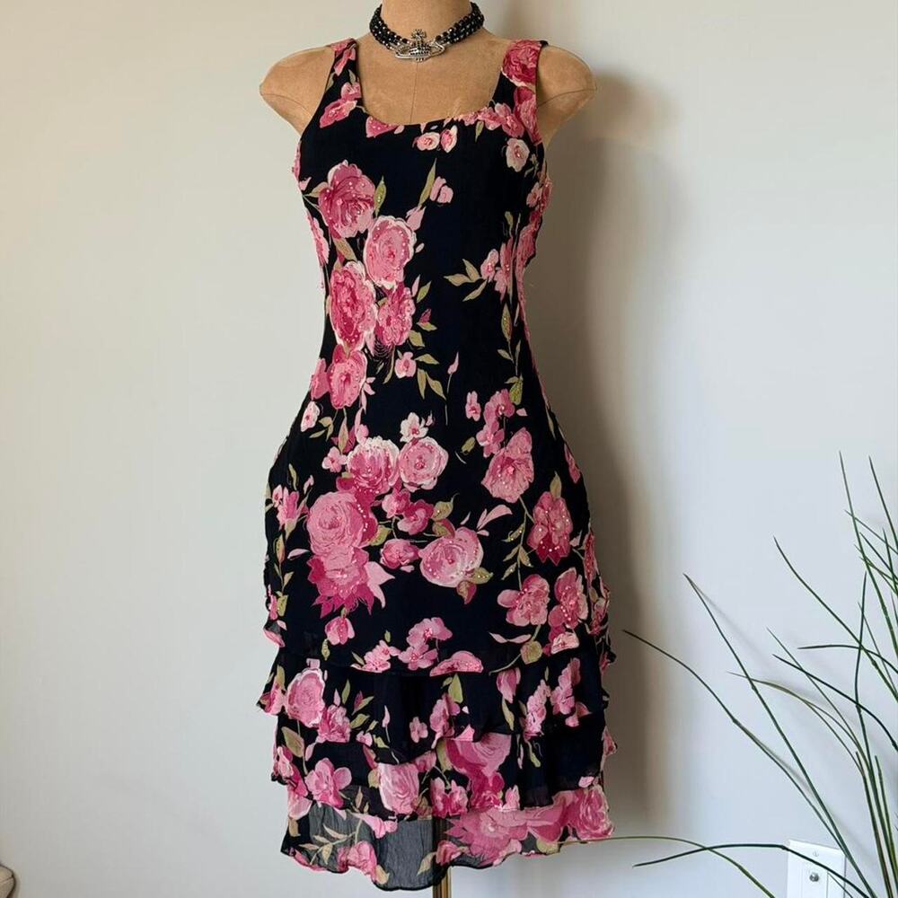 Dressbarn black floral midi dress